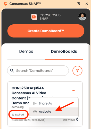 Activate DemoBoard Snap
