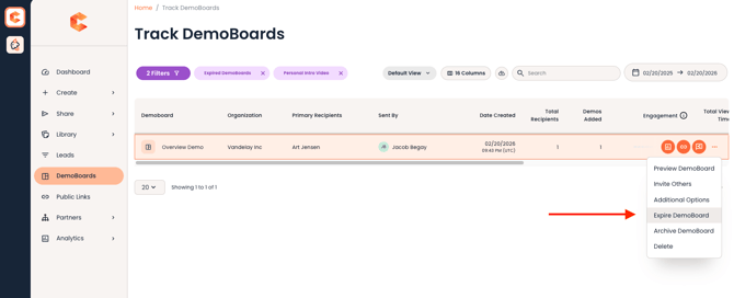 Manually Expire or Active DemoBoards Step 2