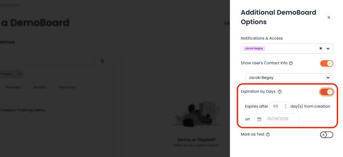 WebApp DemoBoard Expiration Step 2